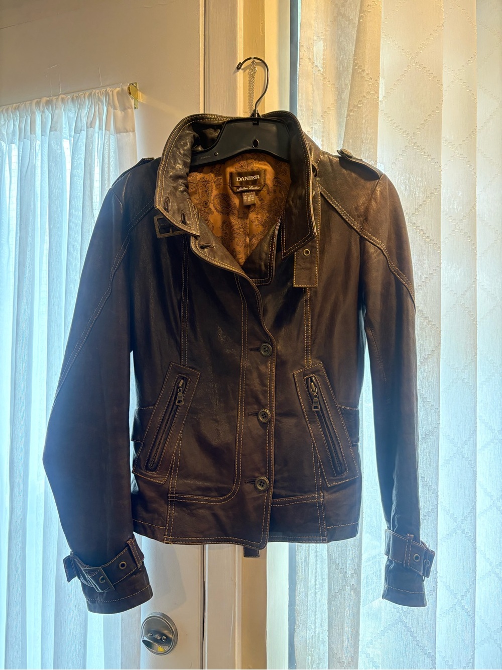 Danier Dark Brown Leather Button-Front Women's Jacket